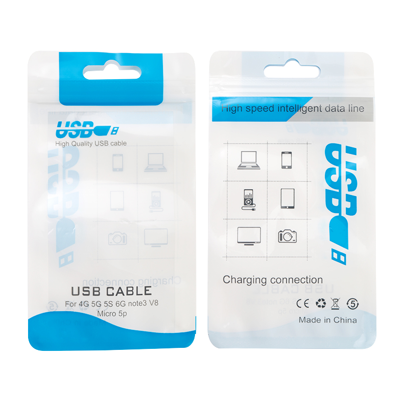 Universal USB Data Charging Line Cable Sealing Package Packing Bag - Blue