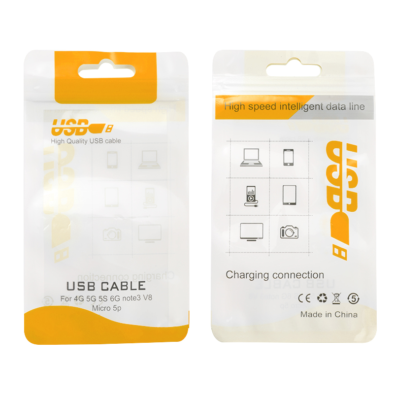 Universal USB Data Charging Line Cable Sealing Package Packing Bag - Orange