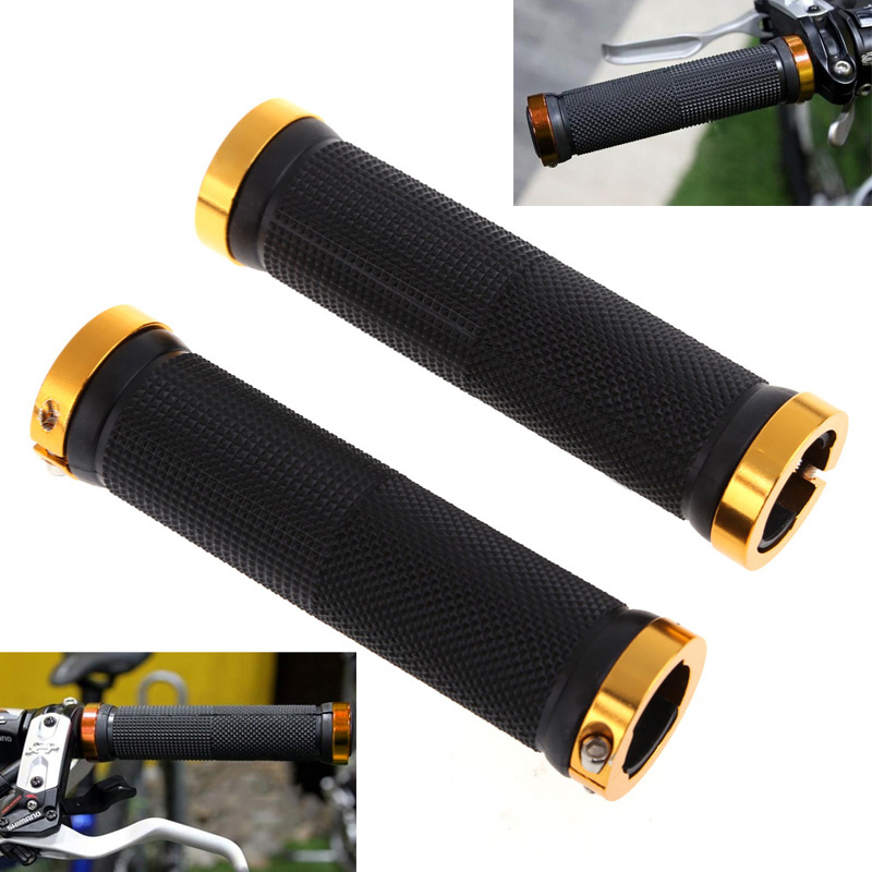 2Pcs Lock-on Bicycle MTB Comfort Handle Bike Handlebar Cycling Grips - Gold