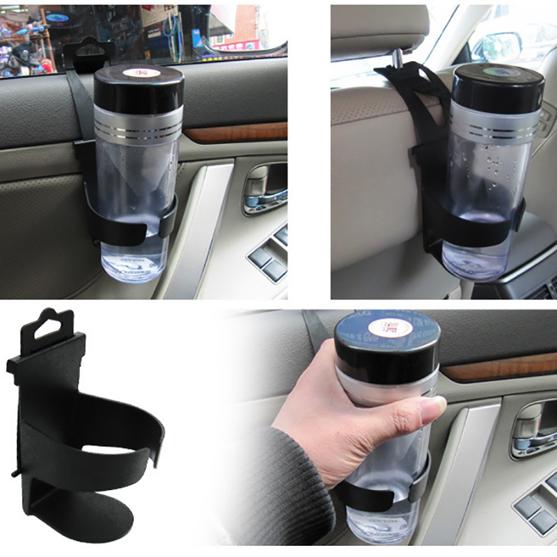 Adjustable Hanger Car Cup Bottle Drinks Holder Hang On Car Back Seat - Black