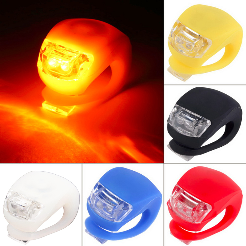 LED Silicone Mountain Bike Bicycle Front Rear Lights Cycle Clip Light - White