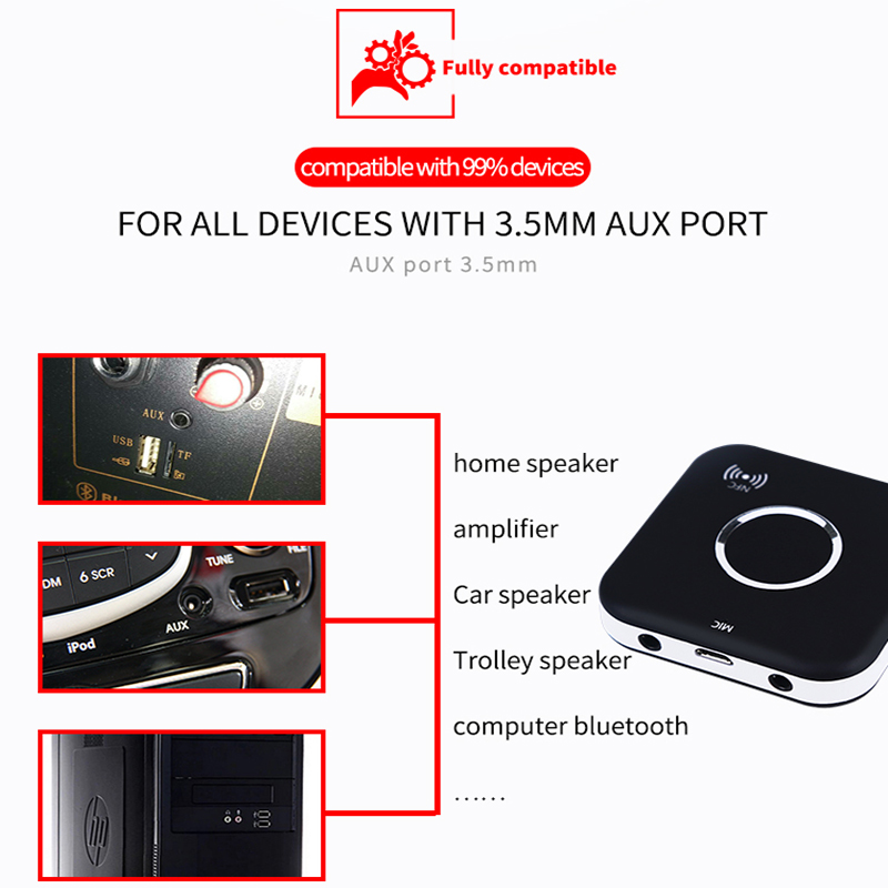 Bluetooth 4.1 NFC 3.5mm Wireless Audio Receiver for Home Car Sound System