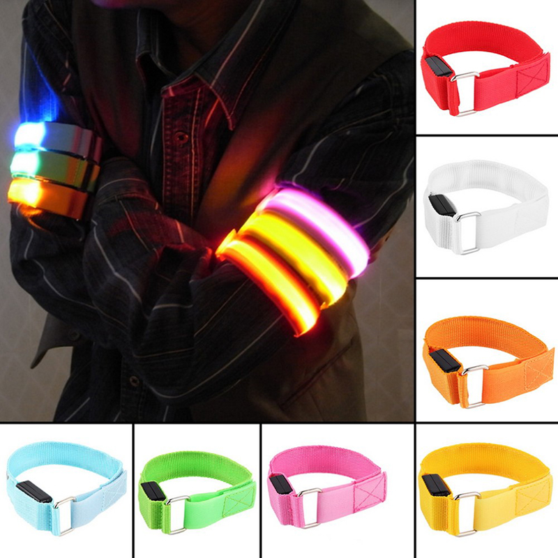 Sports LED Light Up Arm Band Night Safety Reflective Strap Armband - Red