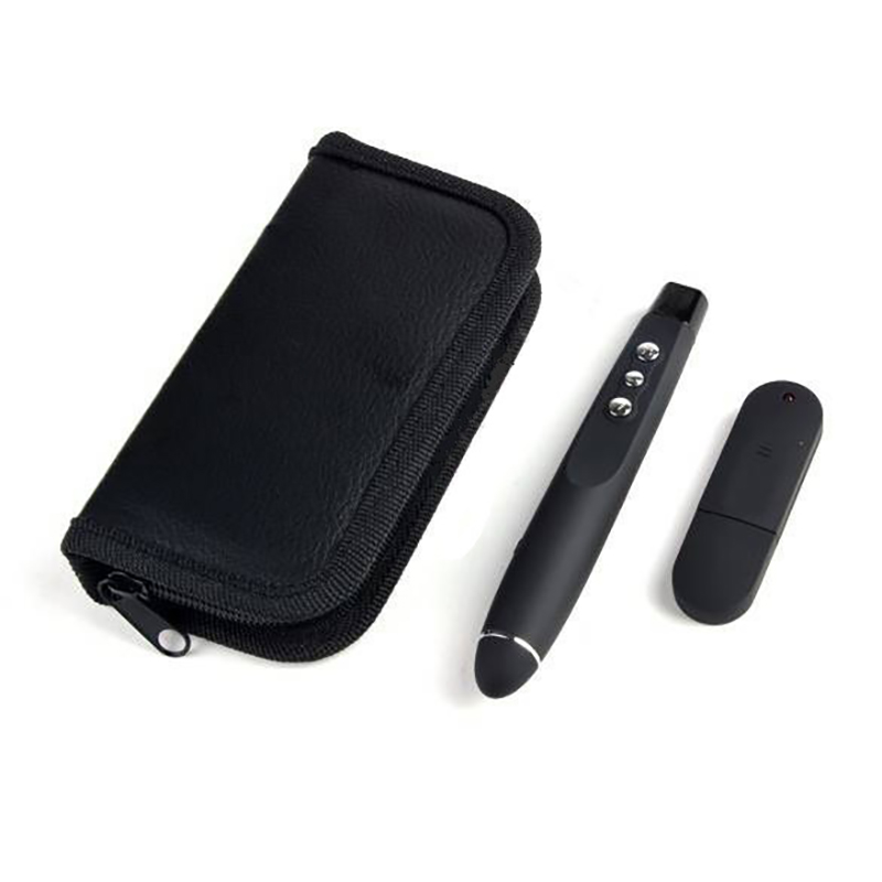 Rechargeable Wireless Presenter Remote Control PPT Pointer Laser Pen - Black