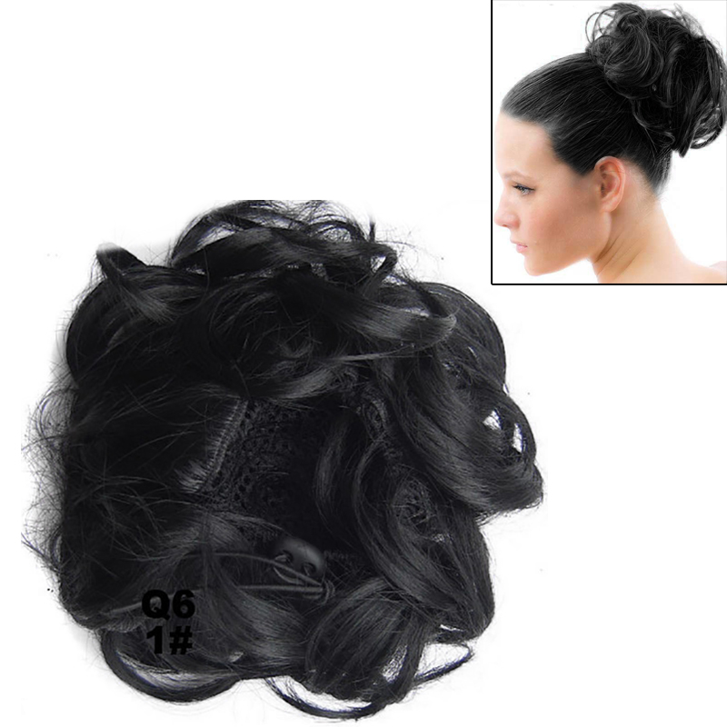 Elastic Curly Scrunchy Hair Bun Updo Hairpiece Ponytail Extensions - Q6 1#