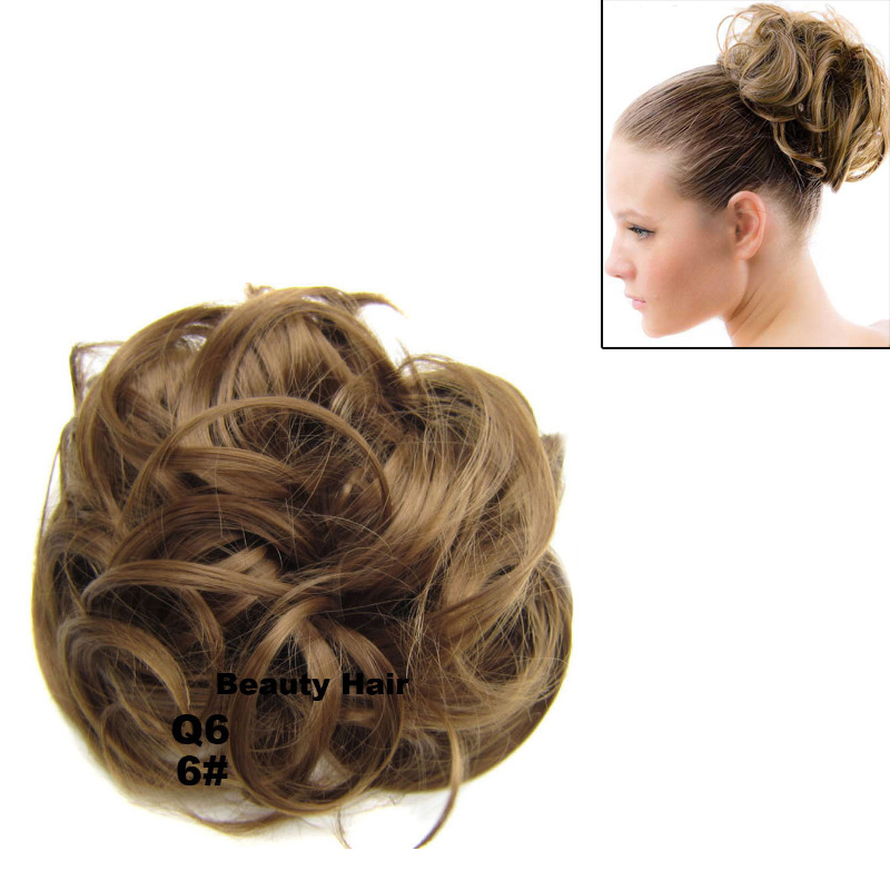 Elastic Curly Scrunchy Hair Bun Updo Hairpiece Ponytail Extensions - Q6 6#