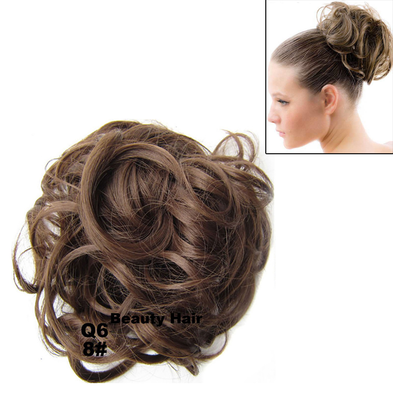 Elastic Curly Scrunchy Hair Bun Updo Hairpiece Ponytail Extensions - Q6 8#