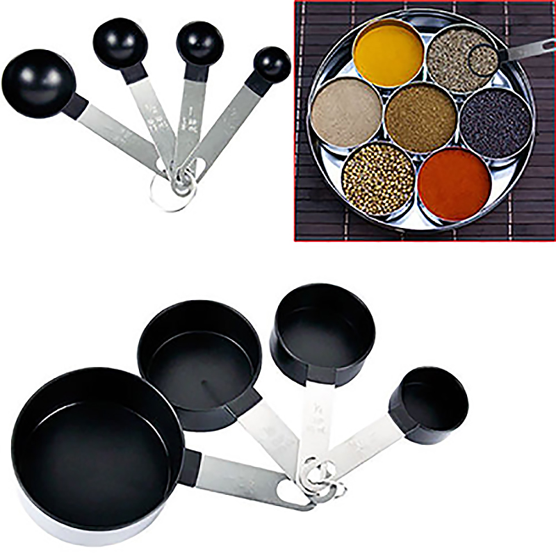 8Pcs Stainless Steel Measuring Cups Spoons Teaspoon Kitchen Cooking Tool