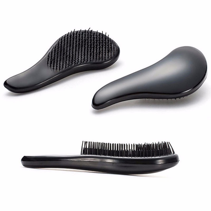 Portable Anti-static Salon Hair Brush Comb Detangling Styling Hairbrush - Black