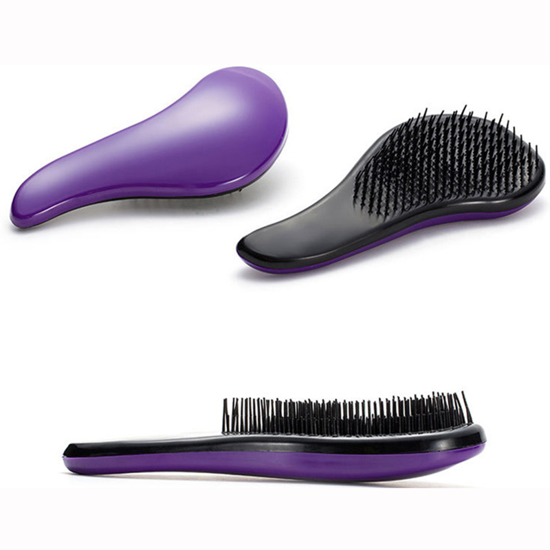 Portable Anti-static Salon Hair Brush Comb Detangling Styling Hairbrush - Pruple