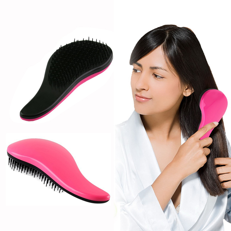Portable Anti-static Salon Hair Brush Comb Detangling Styling Hairbrush - Rose Red