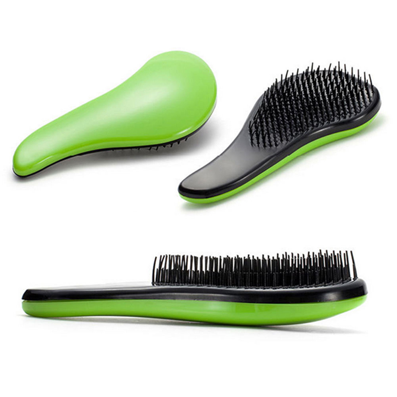 Portable Anti-static Salon Hair Brush Comb Detangling Styling Hairbrush - Green