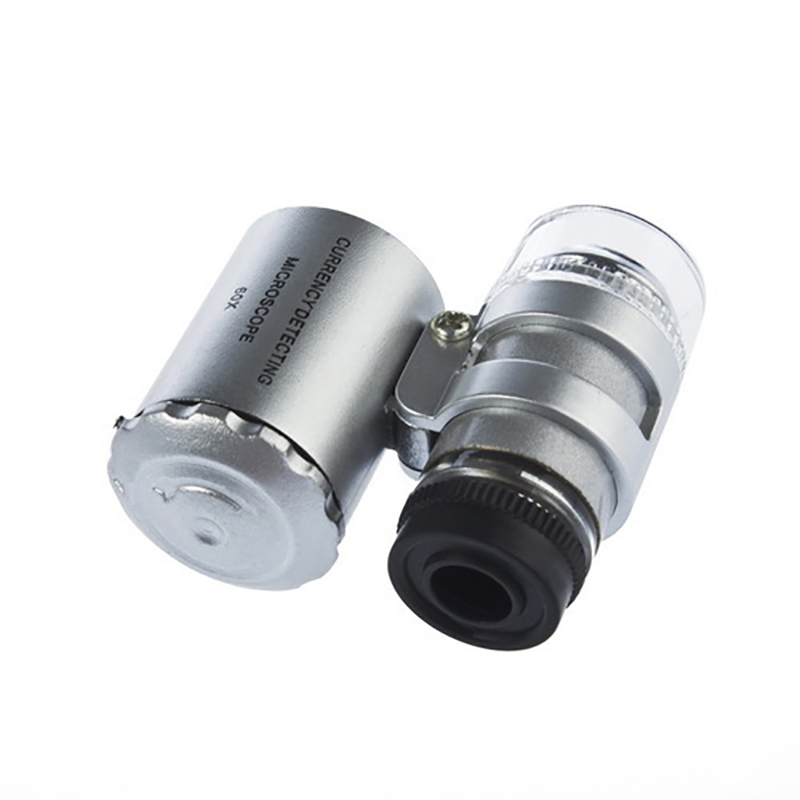 Mini Pocket LED UV Jewellers Loupe 60X Microscope Glass Jewellery Magnifier