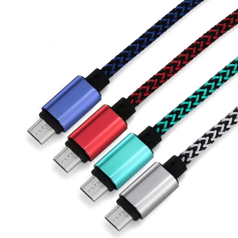 1M Metal Knit Wave Braid Android Charging Cable for Samsung HTC Huawei - Silver