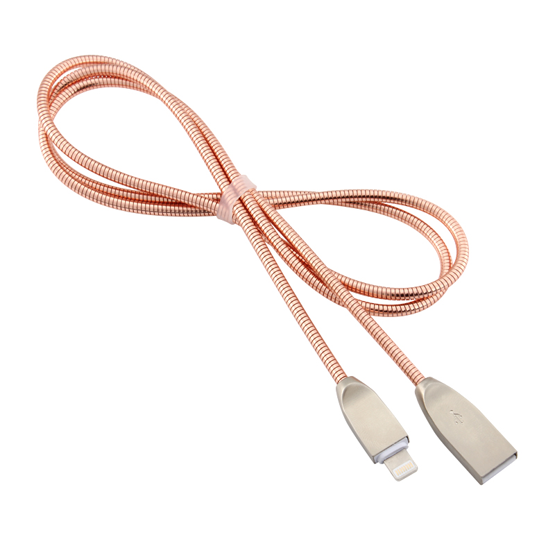 8 Pin Stainless Steel 8 pin Spring Woven Cable for iPhone iPad - Rose Gold