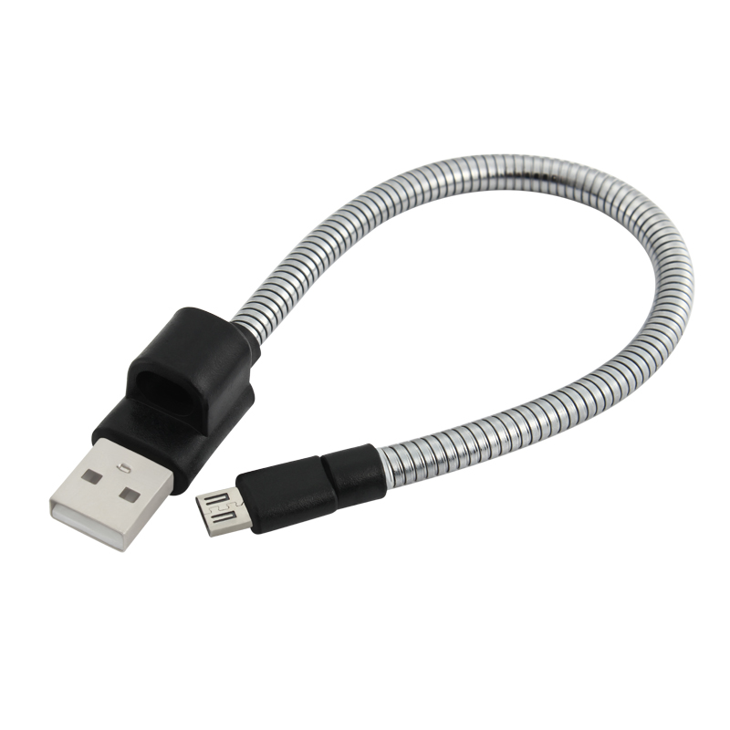 Flexible Metal Spring Woven Micro USB Charging Data Cable for Samsung Huawei