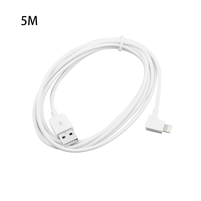 5M iPhone 7 Right Angle Data Sync Charger 8 pin Charge Cable - White