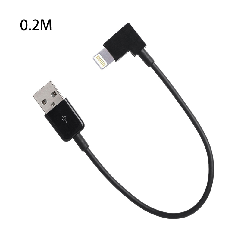 20CM Right Angle 90 Degree 8 pin Charging USB Cable for iPhone 6 5S 7 - Black