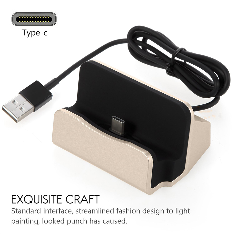 Type C Charging Stand Dock Station Sync Data Charger Cradle for Samsung - Gold
