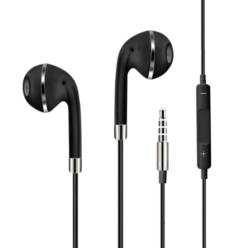 Universal In-Ear Headset 3.5mm Sports Stereo Headphone with Mic - Black + Silver