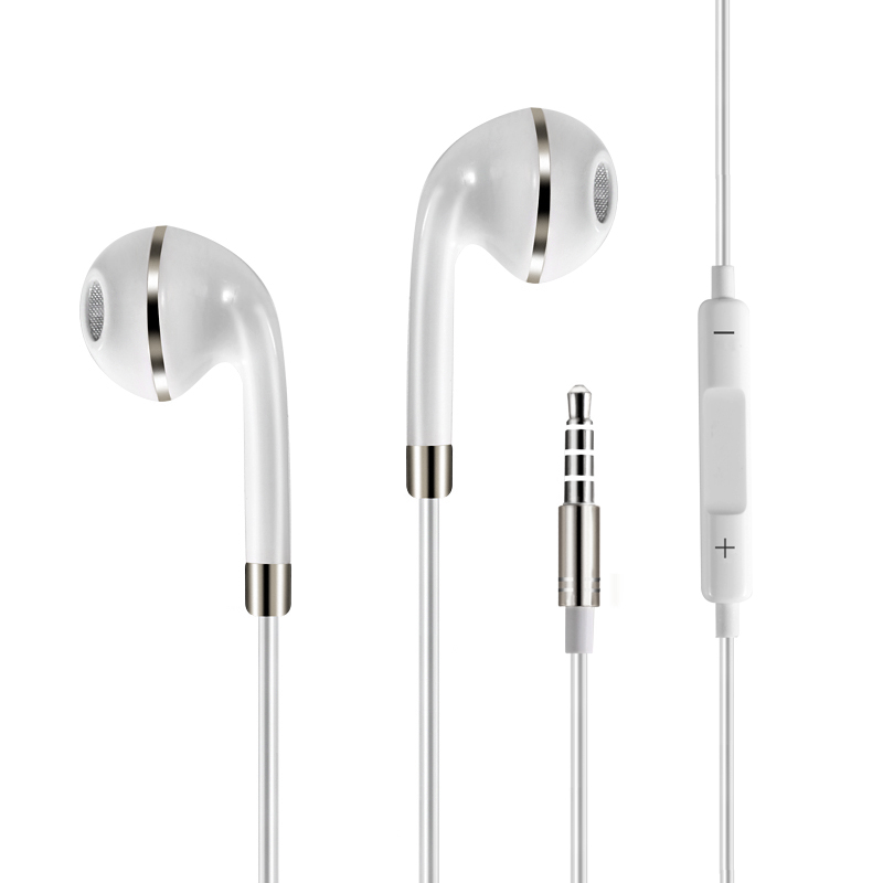 Universal In-Ear Headset 3.5mm Sports Stereo Headphone with Mic - White + Silver