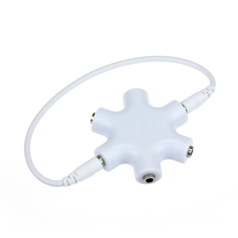 5 in 1 3.5mm Earphone Headphone Audio AUX Splitter Adapter Cables - White