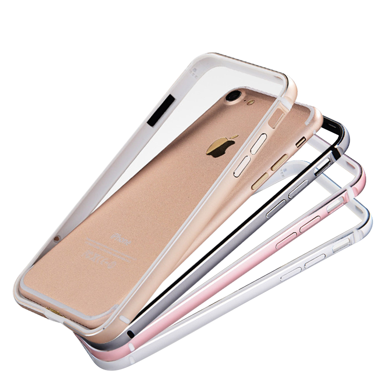 Slim Aluminum Metal Frame + Clear Back Acrylic Case for iPhone 7/8 - Gold