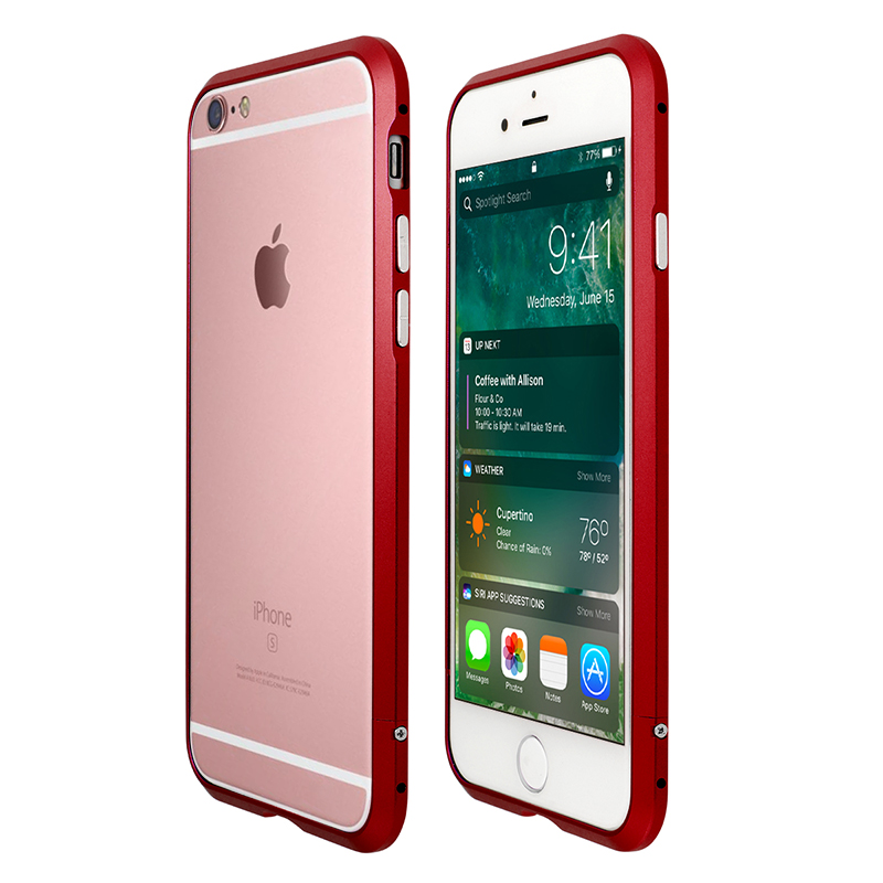 Slim Shockproof Aluminum Metal Bumper Frame Case for iPhone 6 6S Plus - Red