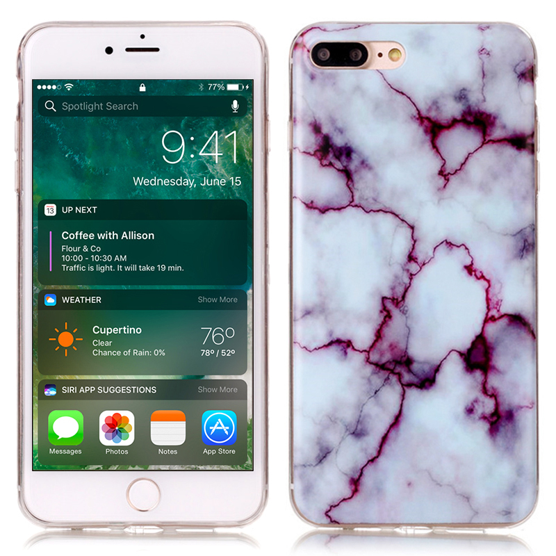 Marble Pattern Soft TPU Protective Cover Phone Back Case for iPhone 7/8 Plus - Model B