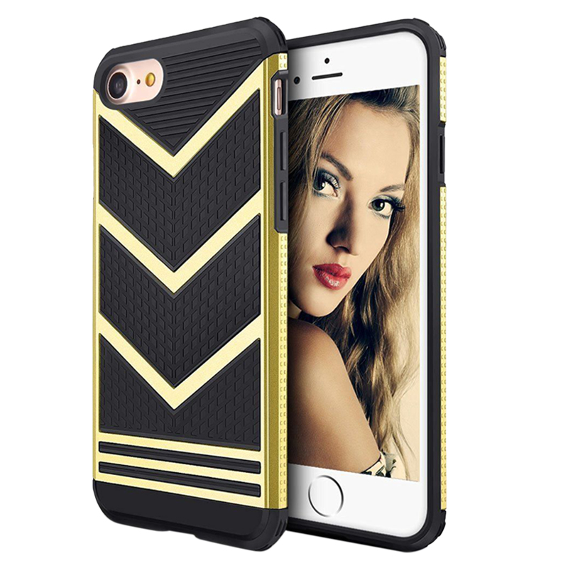 Hybrid Slim Armor TPU PC Phone Case Cover for iPhone 7/8 - Gold