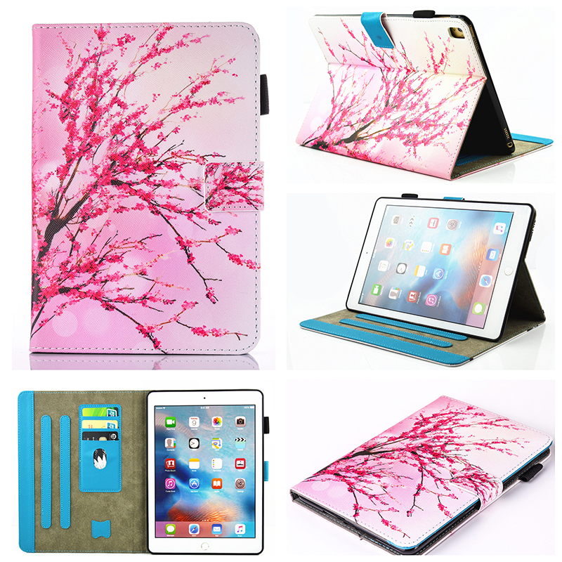 Multifunctional PU Leather Smart Cover Stand Case for 9.7 inch iPad Pro - Peach Blossom