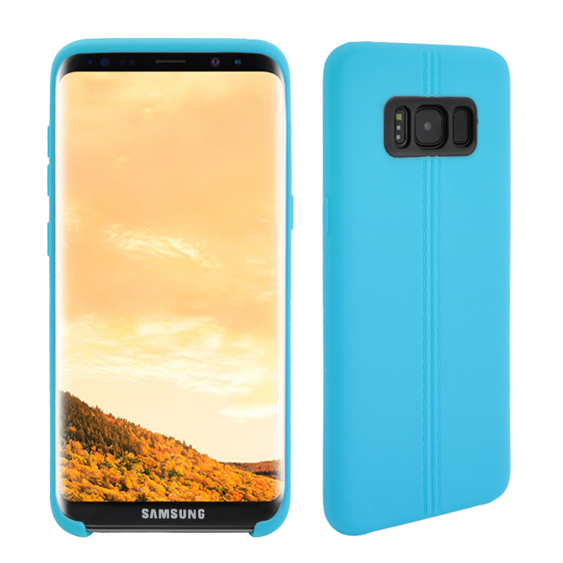 Double Line Smooth TPU Back Phone Case for Samsung Galaxy S8 - Blue