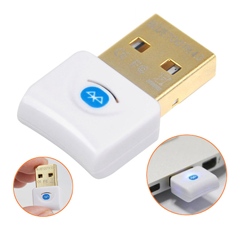 USB Wireless Bluetooth 4.0 Transmitter CSR Dongle Adapter for Laptop - White