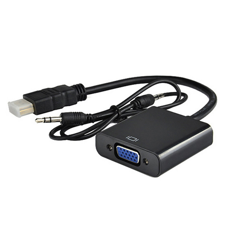 HDMI to VGA Converter Adapter Male to Female Adapter Cable with Audio Cable - Black