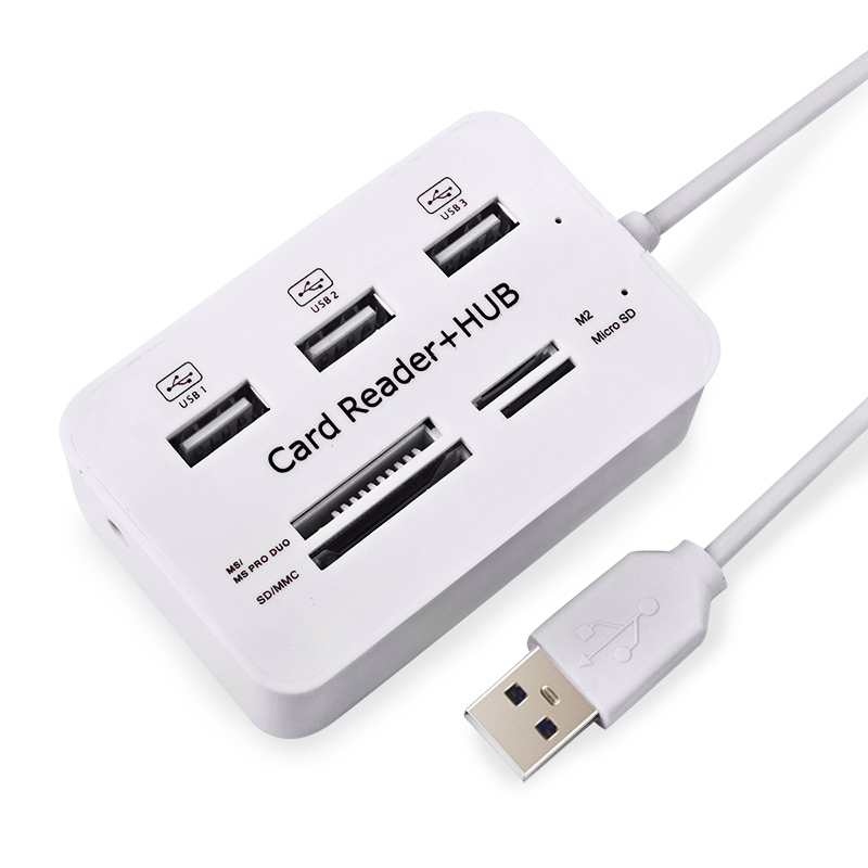 Micro USB 2.0 Hub 3 Ports Card Reader USB Splitter Hub for PC Computer Accessories