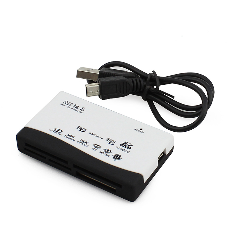 USB 2.0 Wide Range Card Recognizer SD TF MS M2 XD CF Card Reader - White