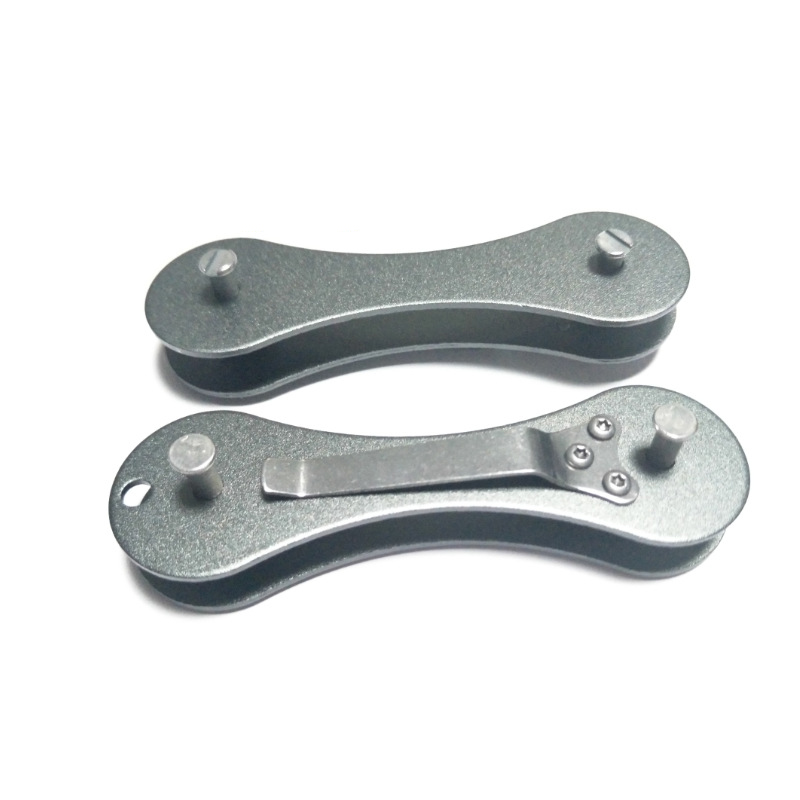 EDC Hard Oxide Aluminum Key Holder Organizer Clip Folder Keychain Tool - Gray
