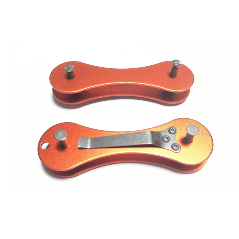 EDC Hard Oxide Aluminum Key Holder Organizer Clip Folder Keychain Tool - Orange