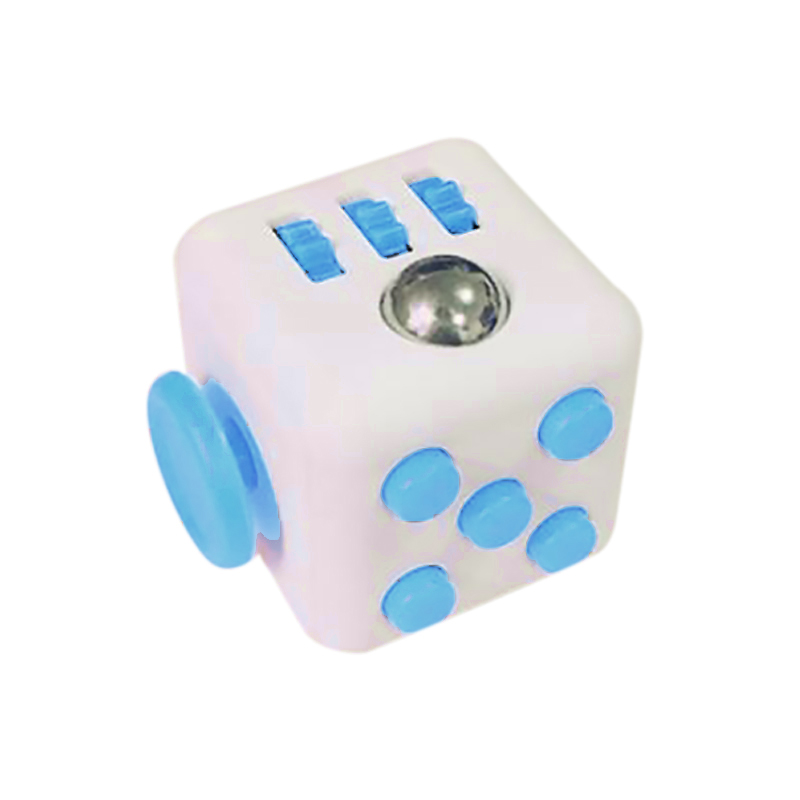 Fidget Cube Relieves Stress Anxiety Desk product for Children Adults - White + Blue