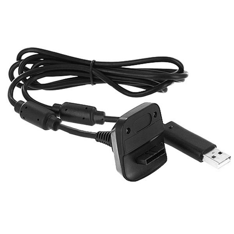 Xbox 360 Wireless Controller USB Charge Cable Connect Cord Lead - Black