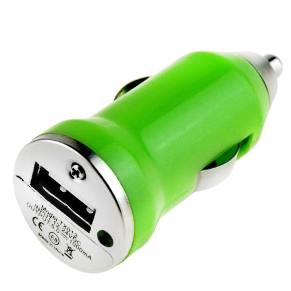 Mini Bullet USB Car Charger Adaptor - Green