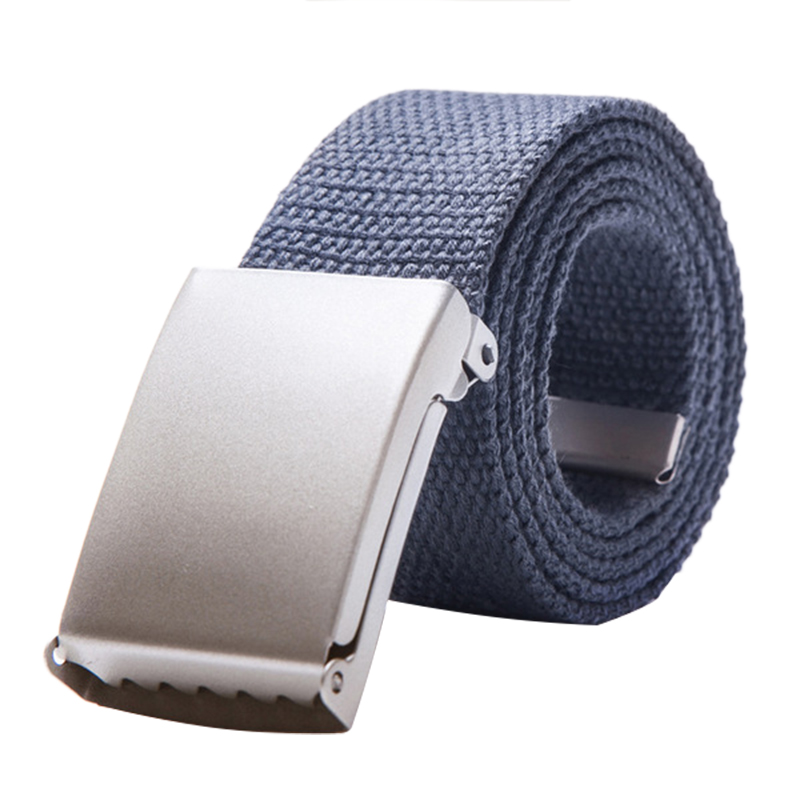Unisex Casual Thick Wide Canvas Buckle Belt for Men or Women - Gray