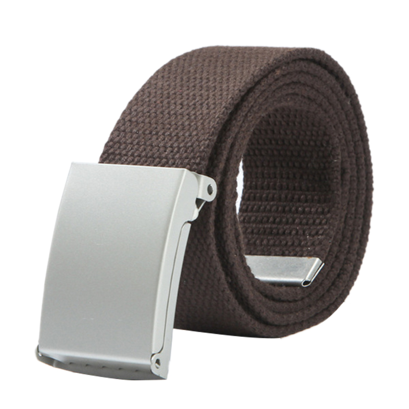 Unisex Casual Thick Wide Canvas Bales Catch Belt for Men or Women - Coffee