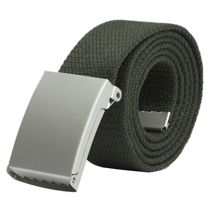 Unisex Casual Thick Wide Canvas Bales Catch Belt for Men or Women - Army Green