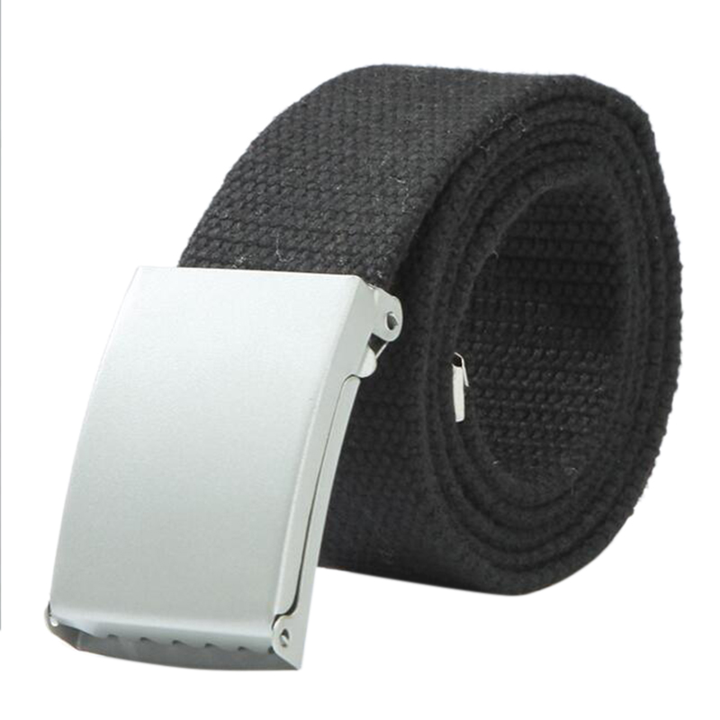 Unisex Casual Thick Wide Canvas Bales Catch Belt for Men or Women - Black