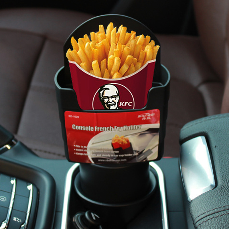 Universal Console Car French Fry Drink Can Stand Holder Container - Black