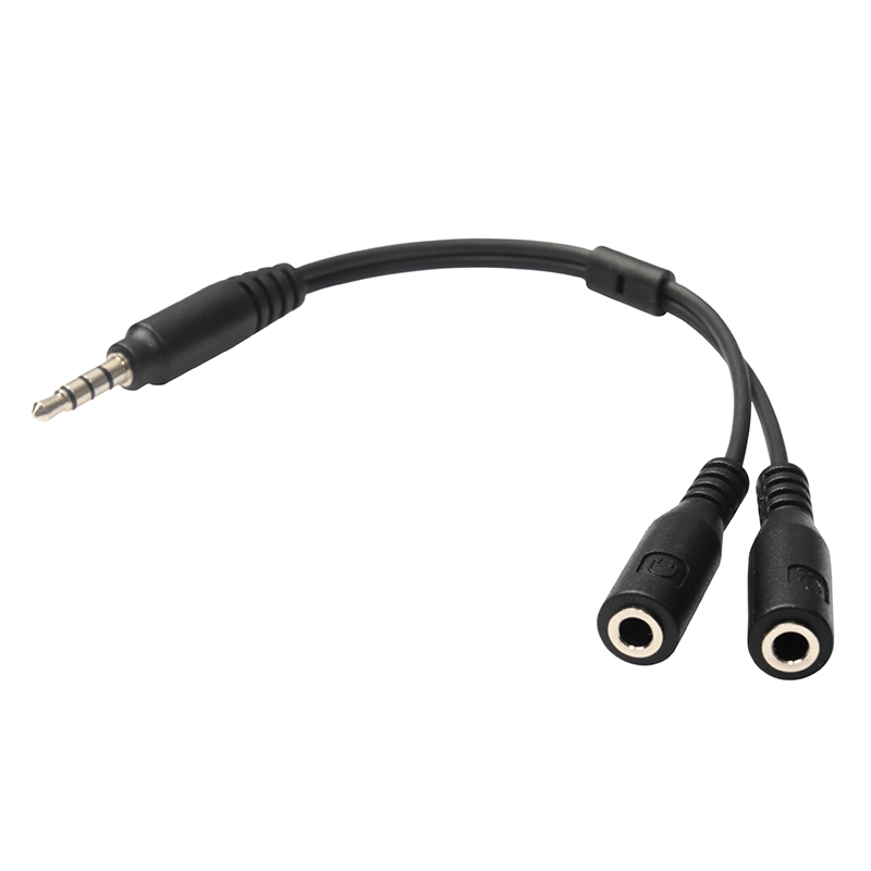 3.5mm Stereo Audio Male to 2 Female Headphone Mic Y Splitter Cable Adapter