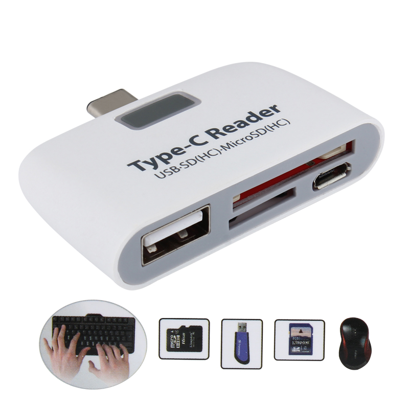 USB 3.1 Type C USB C OTG Micro SD TF Card Reader - White
