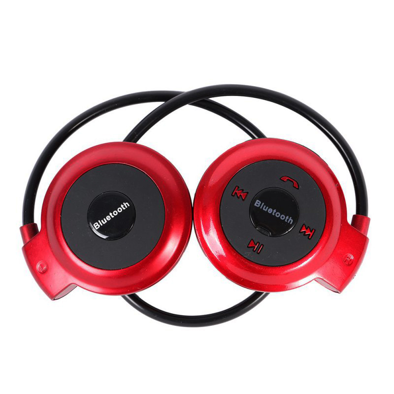 Mini-503 Elastic Wireless Bluetooth Headset Folded Stereo Earphones - Red