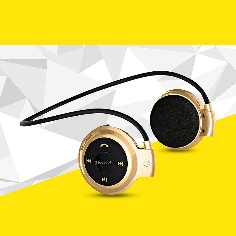 Mini-503 Elastic Wireless Bluetooth Headset Folded Stereo Earphones - Gold